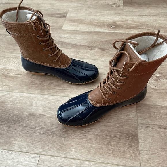 JBU by Jambu Women's Navy/Tan Lace Up Maplewood Waterproof Duck Boots sz 8 - Picture 6 of 9